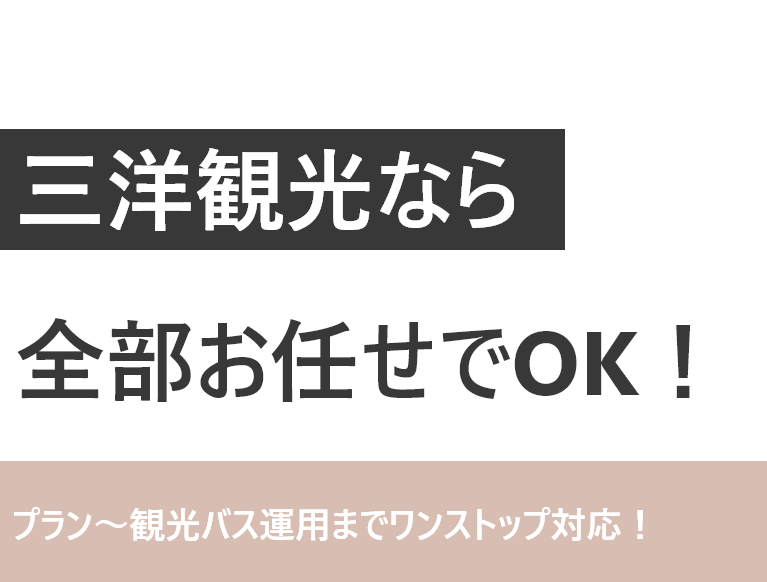 三洋観光なら全部お任せでOK！プラン～観光バス運用までワンストップ対応！